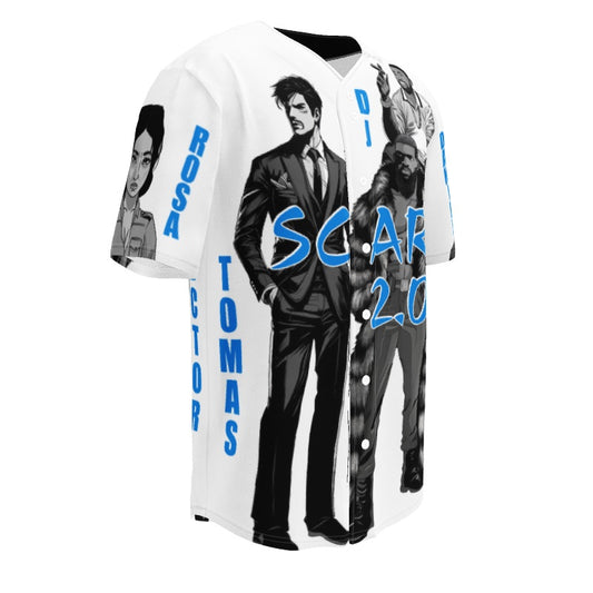 Graphic Novel Unisex Baseball Jersey (Light Blue & Grey)